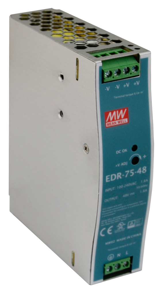 EDR-75-48 - EDR 48V/75W/1.6A fuente de alimentación en carril DIN