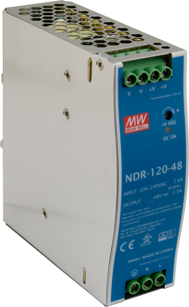 NDR-120-48 - NDR 48V/120W/2.5A DIN sínes tápegység