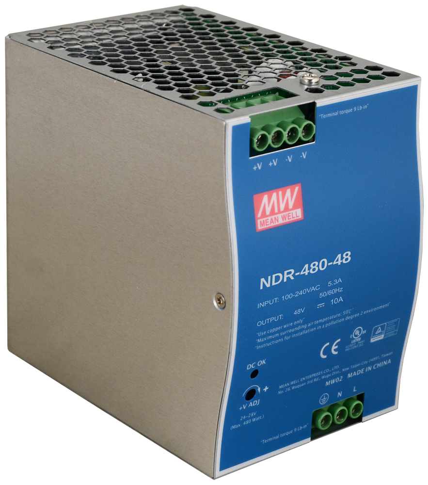 NDR-480-48 - NDR 48V/480W/10A fuente de alimentación en carril DIN