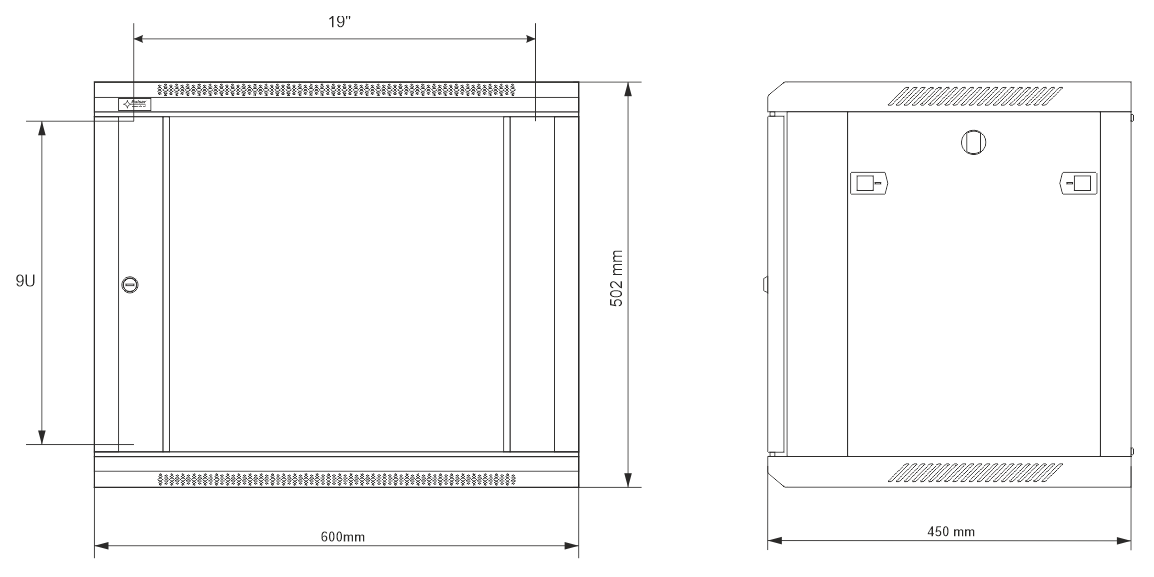 9U RACK Cabinet Wall Mounted Ready to assemble 600x450 RWA964 9U RACK Cabinet Wall Mounted Ready to assemble 600x450 RWA964