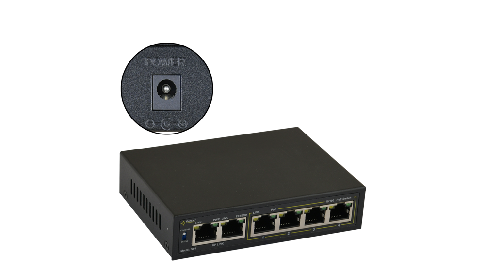 S64WP - S64WP 6-Port-PoE-Switch für 4 IP-Kameras ohne Stromversorgung