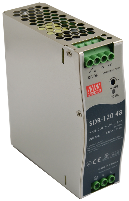 SDR-120-48 - SDR 48V/120W/2.5A DIN sínes tápegység