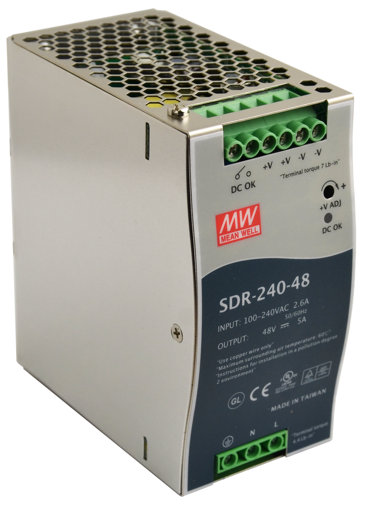 SDR-240-48 - SDR 48V/240W/5A fuente de alimentación en carril DIN