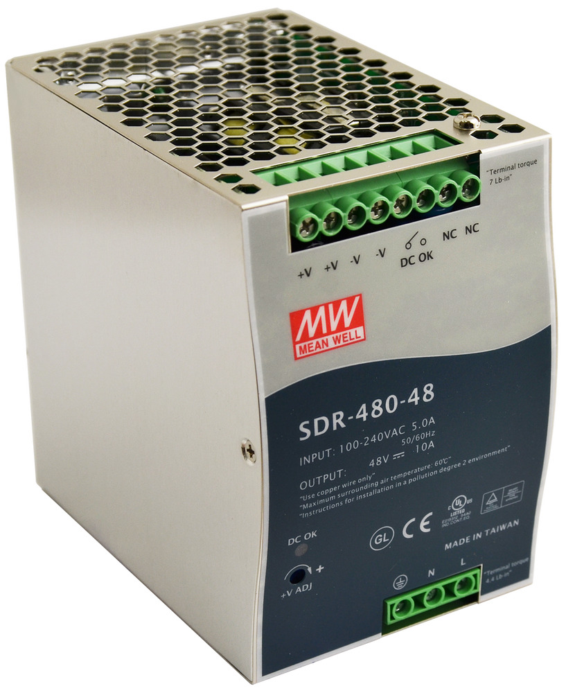 SDR-480-48 - SDR 48V/480W/10A Netzteil für DIN Schiene