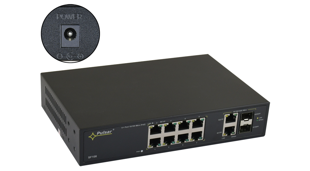 SF108WP - Switch PoE 12-ports SF108WP sans alimentation à  8 caméras IP