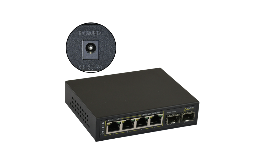 SFG64WP 6-port PoE switch for 4 IP cameras without power supply